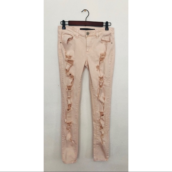 Tinseltown Denim Couture Pink Distressed Jeans - Picture 1 of 3